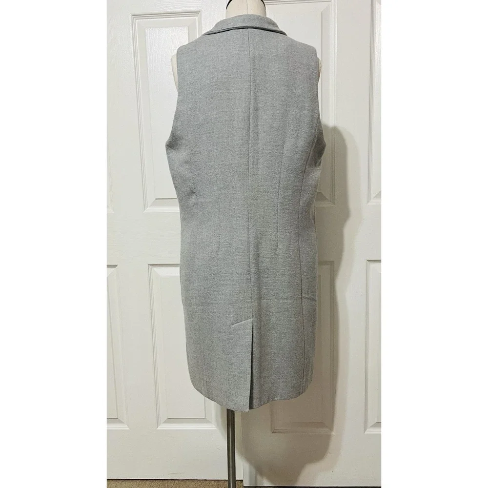 White House Black Market Long‎ Light Gray Tweed Vest  1 Button Women's Size 10